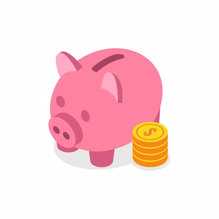 Vector isometric piggy bank