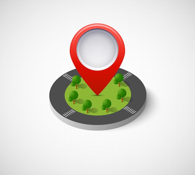 Isometric pin icon on the navigation map