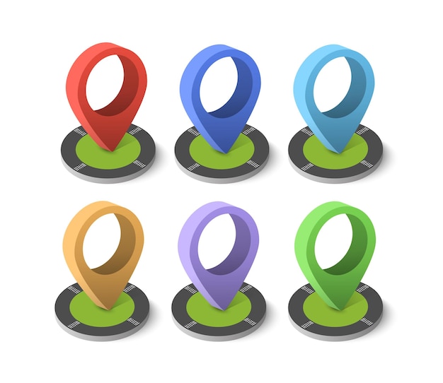 Isometric pin icon on the navigation map