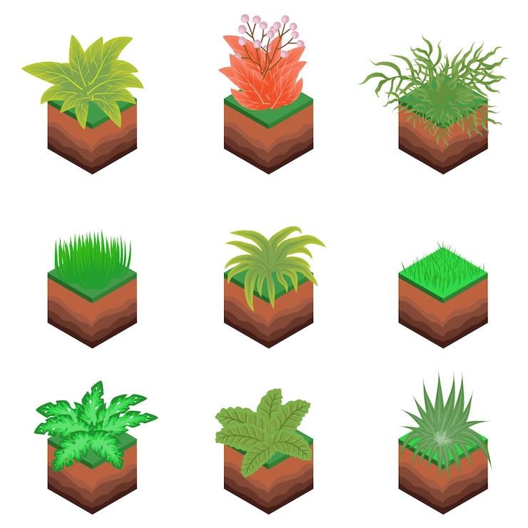 アイソメ植物木ブッシュ