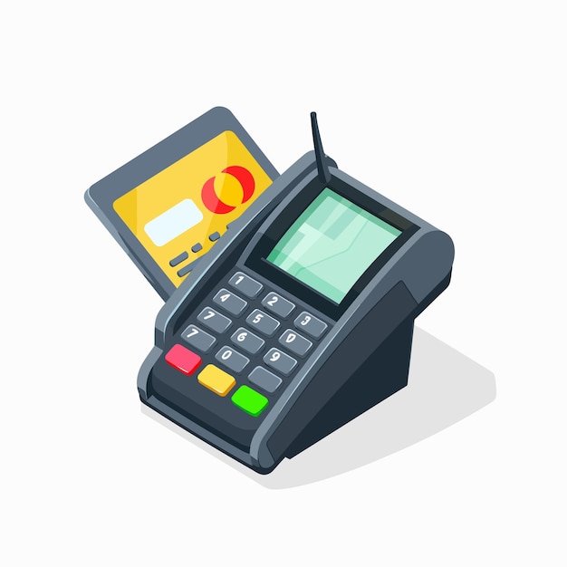 Isometric_Pos_terminal_confirms_the_payment (イソメトリック・ポス・ターミナルが支払いを確認する)