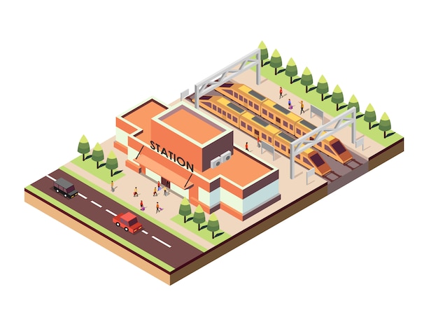 Isometric railway station