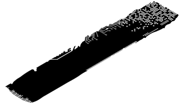 흰색 절연 기술 스타일의 아이소메트릭 직사각형 디자인 요소 실루엣 복사 공간이 있는 긴 기술 플레이트 벡터 클립 아트