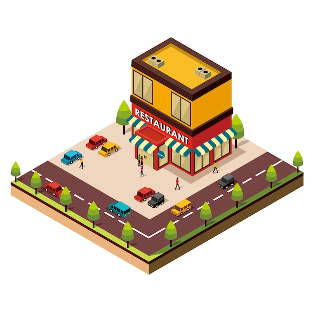 Isometric restaurant building 