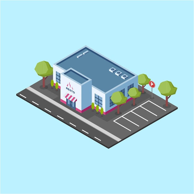 Vector isometric restaurant