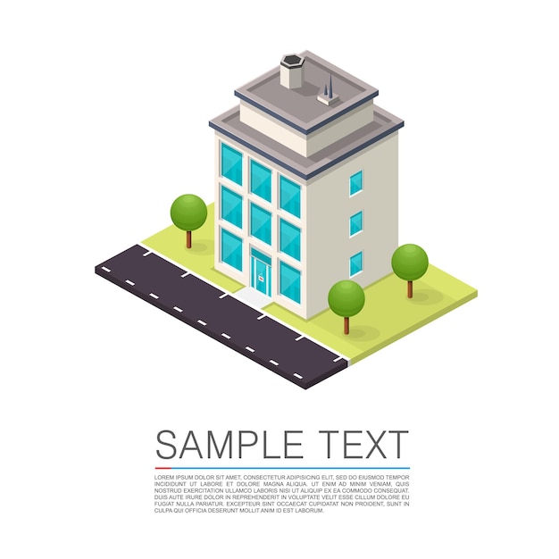 Isometric road house art sign. vector illustration