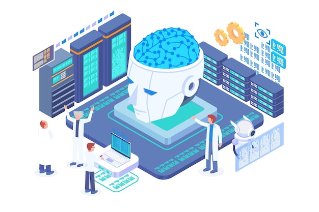 Isometric robot development technology concept