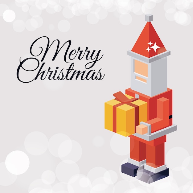 Isometric santa with gift icon