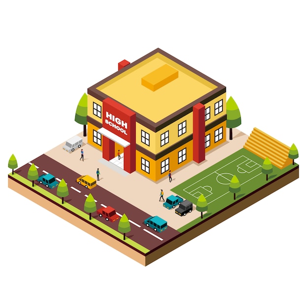 Isometric school building 