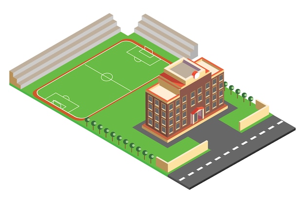 isometric school buildings and sports venues