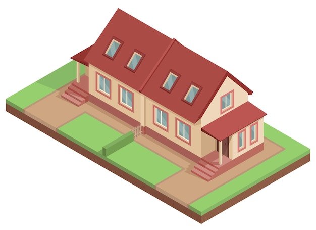 Vector isometric semidetached house