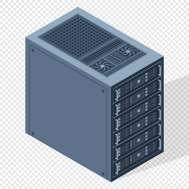이소메트릭 서버 (Isometric Server Rack) - 고립된 서버 상자, 네트워크 서버, 컴퓨터 네트워크 기술, 터 일러스트레이션