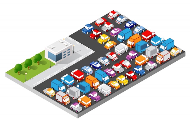 Vector isometric set cars