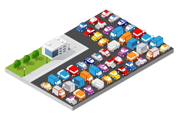 Vector isometric set cars