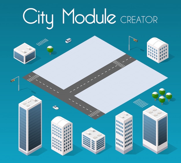 Isometrica città modulo impostato