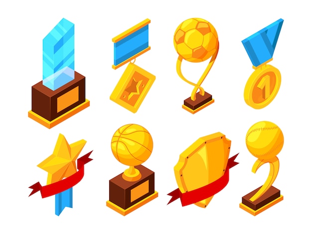 Isometric set of sport trophy