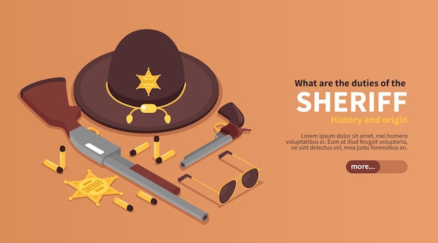 Isometric sheriff horizontal banner