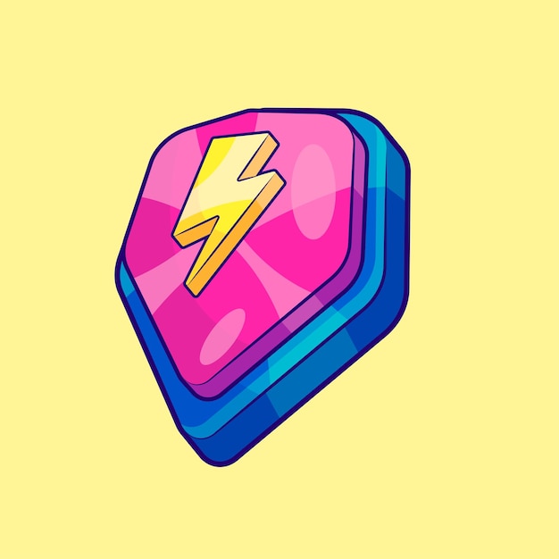 Isometric shield with thunderbolt mark vector illustration