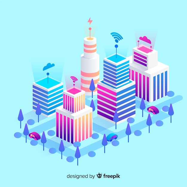 Isometric smart city background