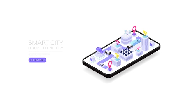 Isometric smart city, Future technogy for smart life