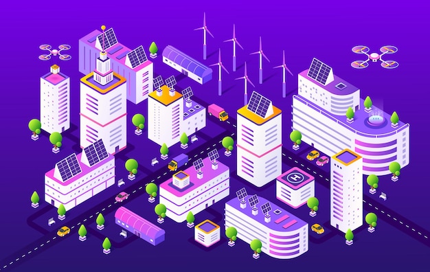 Vector isometric smart city illustration