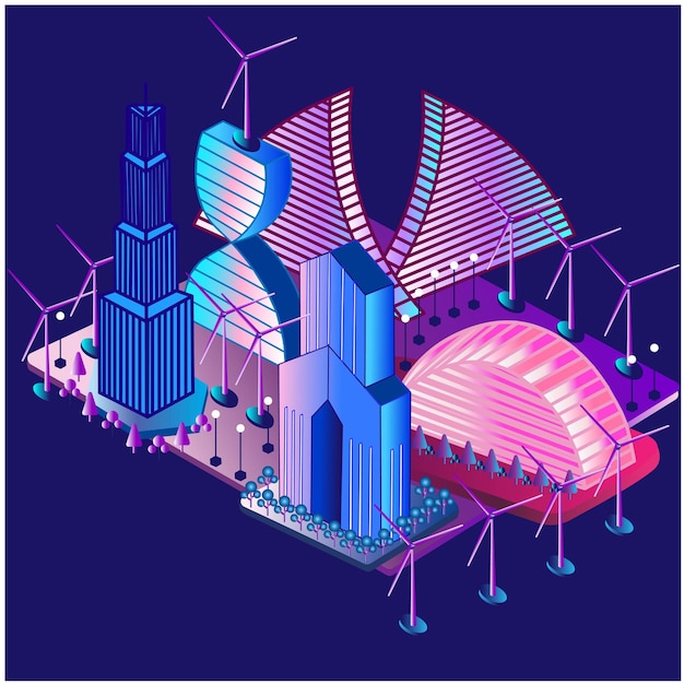 Vector isometric smart city