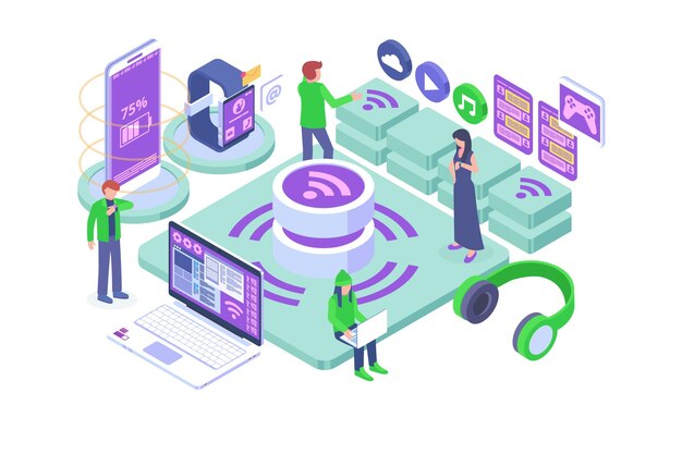 Isometric smart wireless vector concept