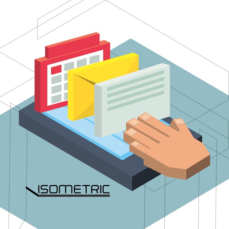 Vector isometric smartphone with apps options