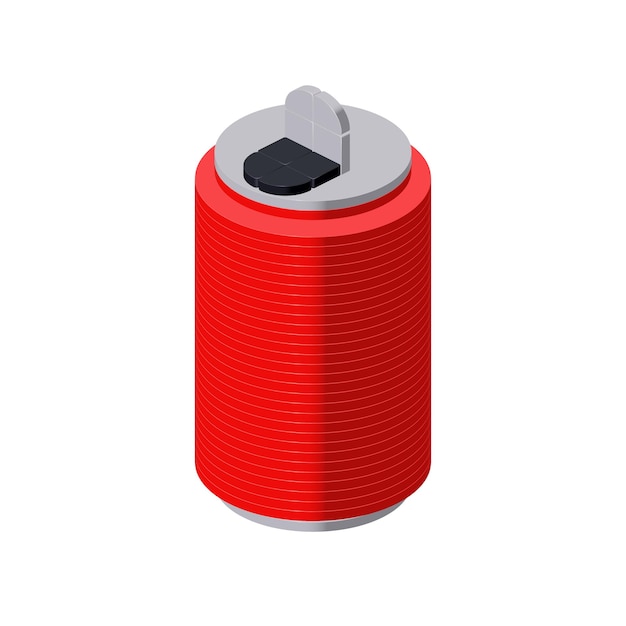 Isometric soda can assembled from plastic cubes Vector illustration