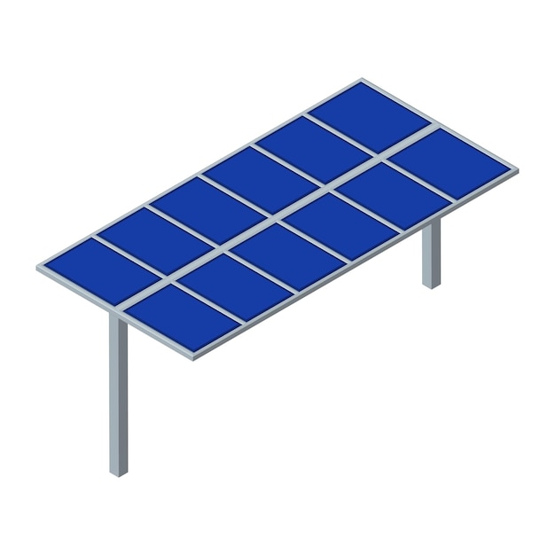 Isometric solar panel isolated on white Environmentally friendly energy of the sun Vector EPS10