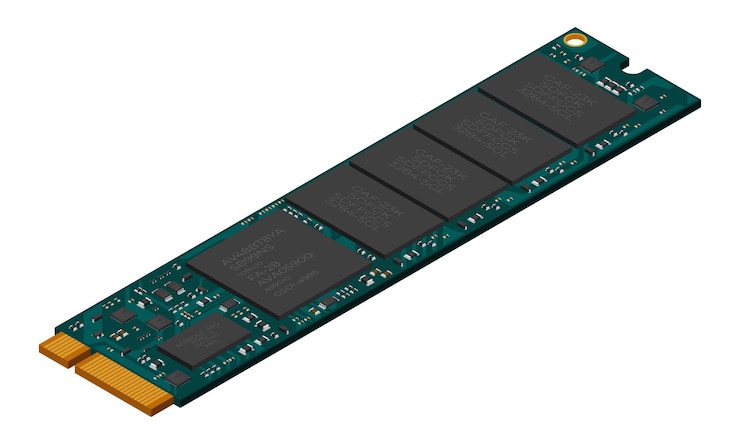 Vector isometric solid state drive drive ssd storage illustration ssd m2 illustration computer hardware components vector illustration