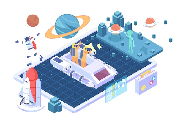 Isometric space tourism vector concept