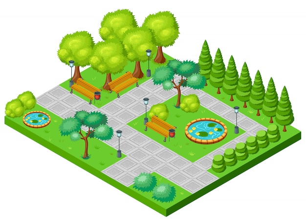 Isometrica spring park landscape concept