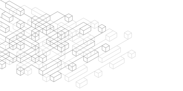 Cubi quadrati isometricisfondo bianco di lineeline art designillustrazione vettoriale