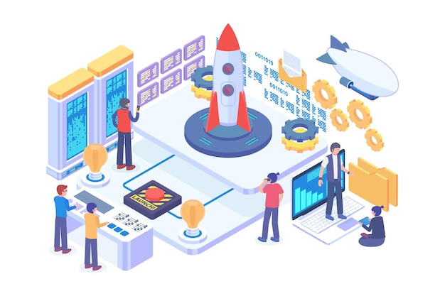 Isometric startup project vector concept