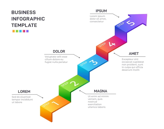 Isometric step infographic 3d volume figures for business presentation layout with options diagram vector timeline creative graphic