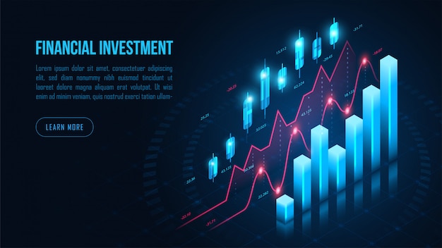 Isometric stock or forex trading graph