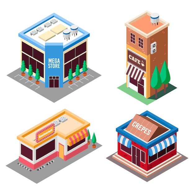 Vector isometric store collection concept