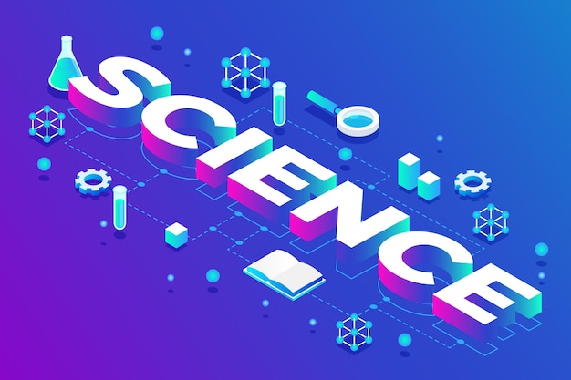 Isometric style science word concept