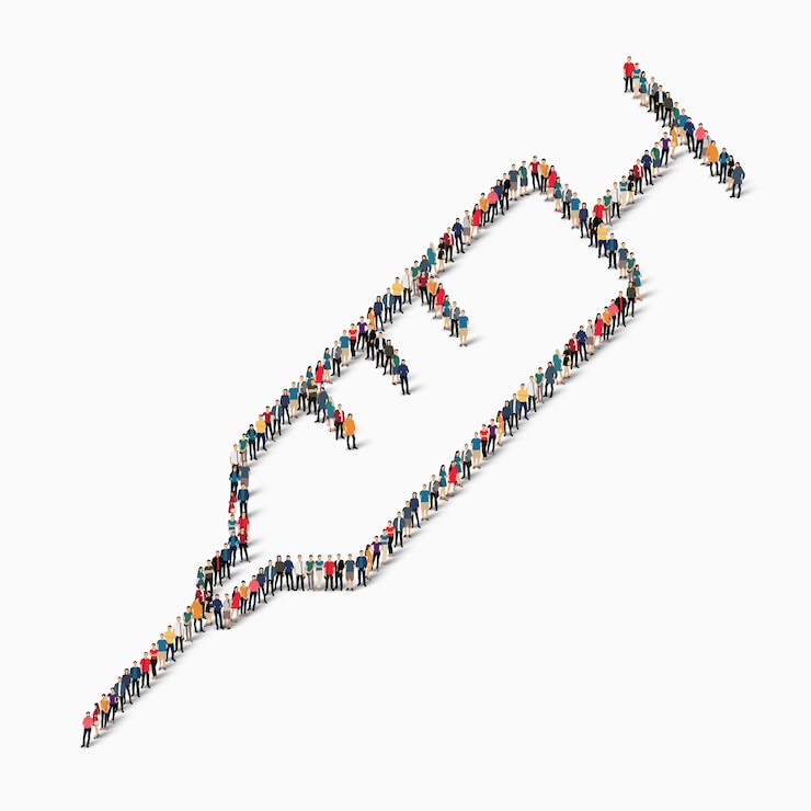 Vector isometric style syringe medicine concept web infographics