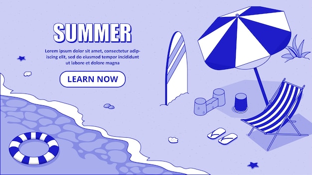 Isometric summer beach