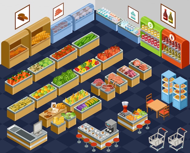 Isometric supermarket