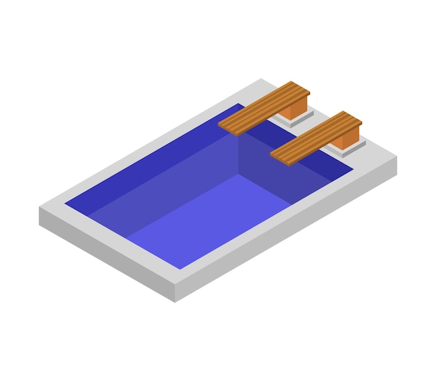 Vector isometric swimming pool