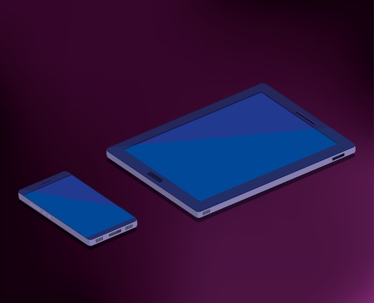 Vector isometric tablet digital technology 