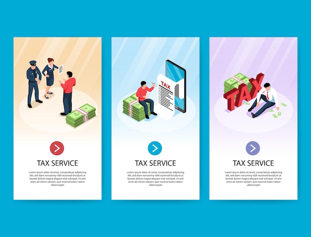 Isometric tax service banner set