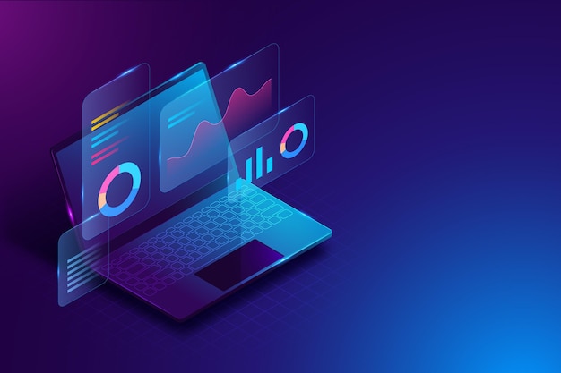 Vector isometric tech futuristic background