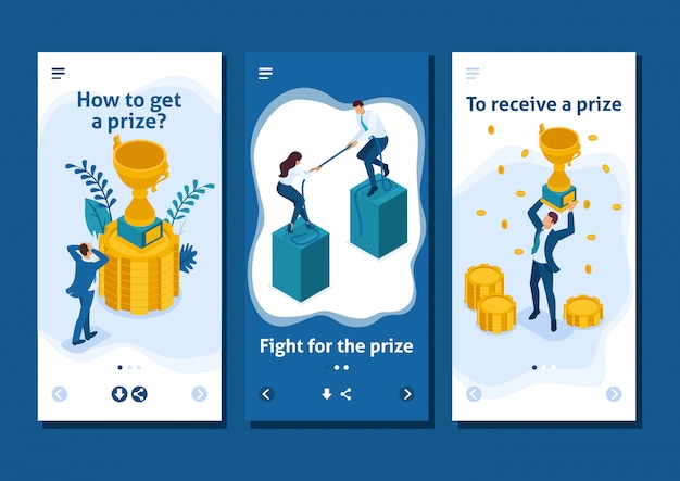 Isometric template app reaching the goal in any way, get the victory, smartphone apps