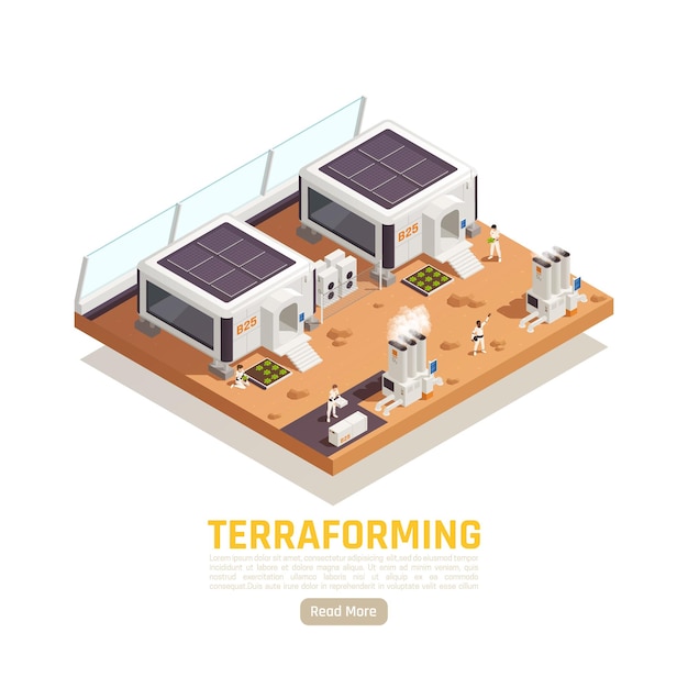 Isometric terraforming illustration