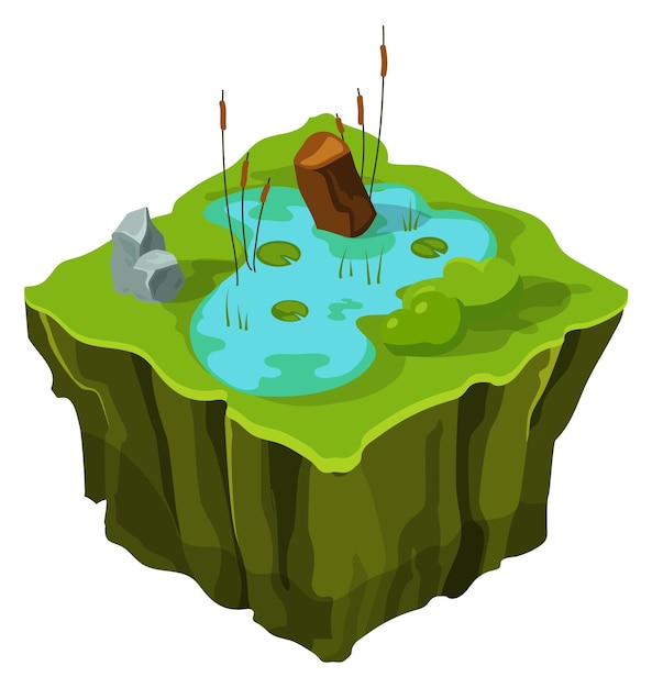 Vector isometric terrain swamp texture island flying land