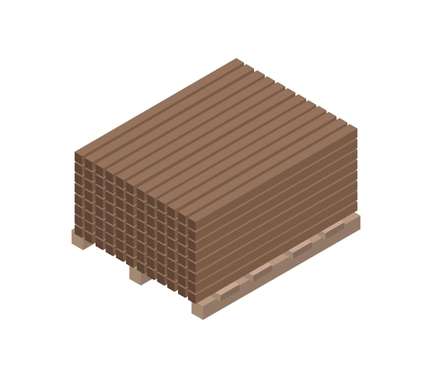 Isometric timber on wooden board